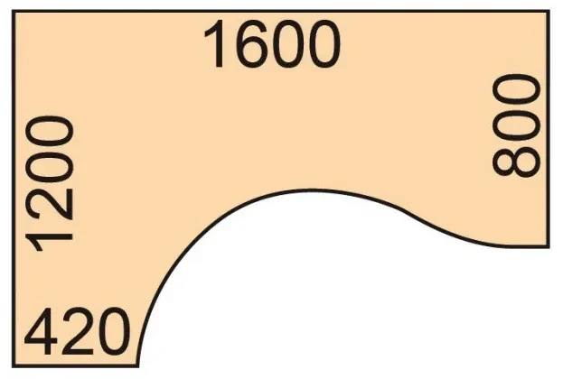 Ergonomický výškovo nastaviteľný stôl, 160x120 cm, 1 motor, L/P, čierna podnož, buk