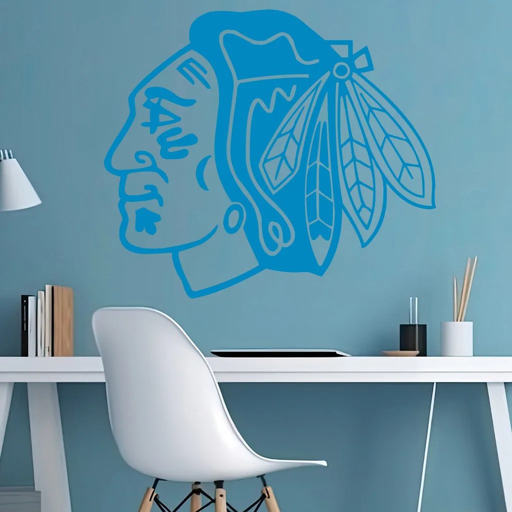 Veselá Stena Samolepka Hokejový tím Chicago Blackhawks Farba: modrá, Veľkosť: 60 x 52 cm