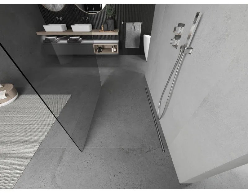 Mexen Kioto, priechodná sprchová zástena 110 x 200 cm, 8mm číre sklo, 2x chrómová stabilizačná rozpera, 800-110-002-01-00