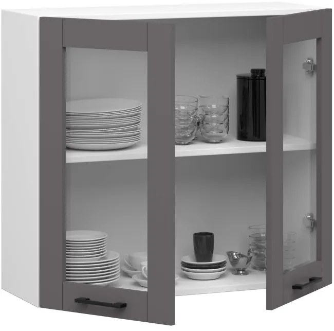 Horná kuchynská skrinka OLIWIA W80 H720 biela / sivá