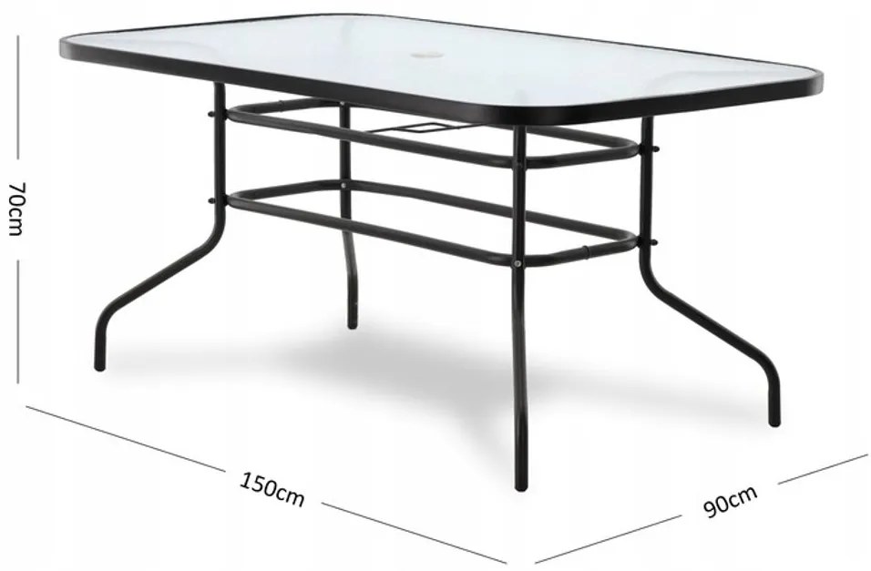 Chomik Záhradný set Neo, 6 stoličiek + stôl s otvorom na slnečník
