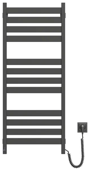 Kúpeľňový rebríkový radiátor s termostatom LARGO 541W/230V 120,6 cm IP44, čierny, pravostranné prevedenie