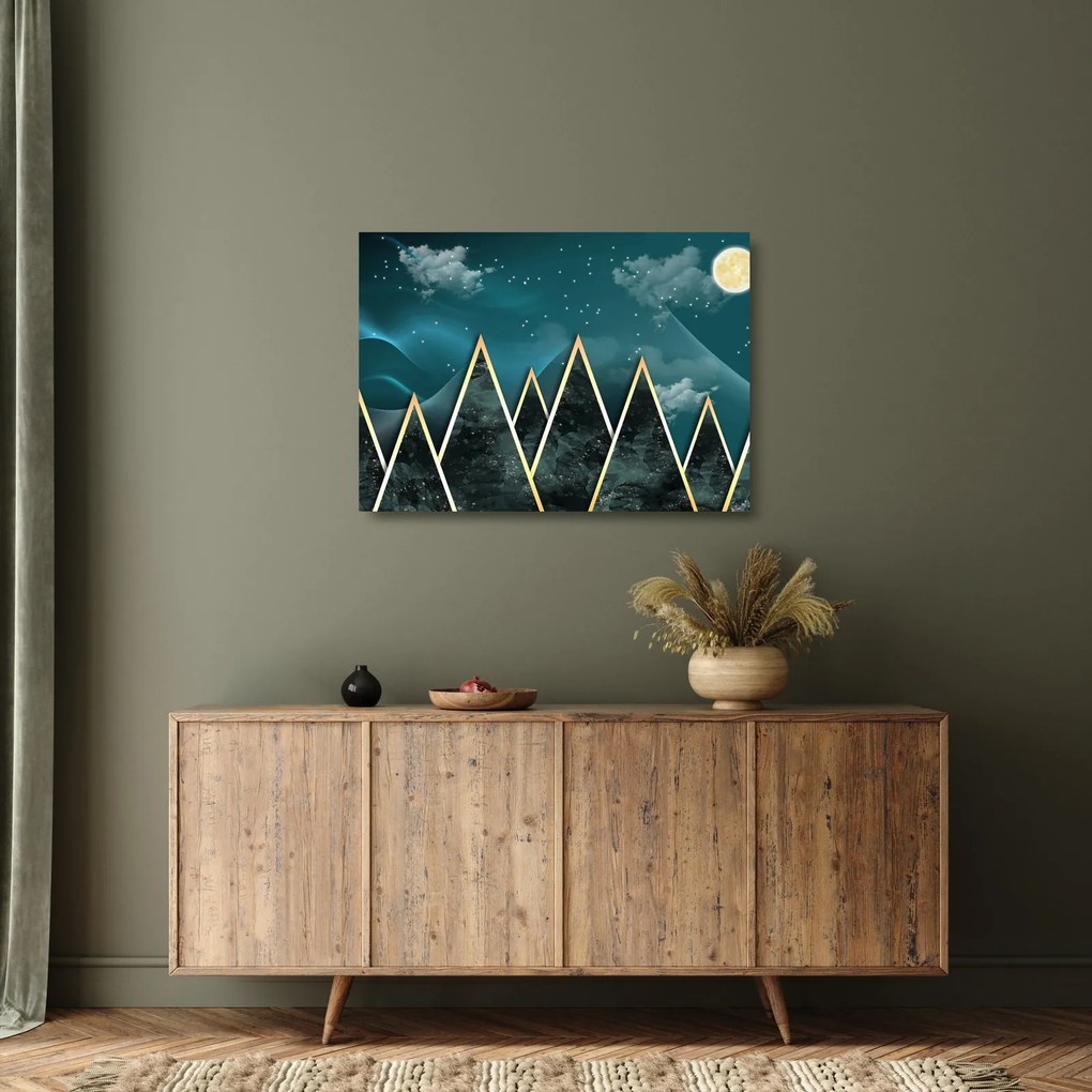 Sklenený obraz - Spln nad zlatými horami (70x50 cm)