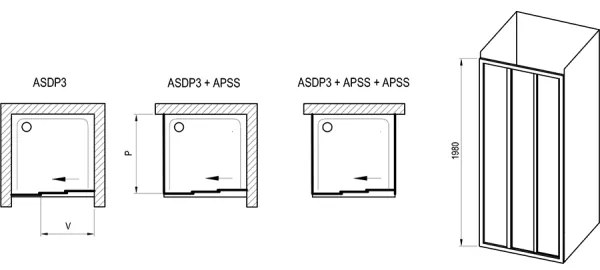 Ravak 00VG01R211 - Trojdielne sprchové dvere SUPERNOVA 120x198 cm biele