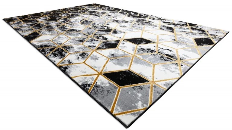 Kusový koberec Gloss 409A 82 3D cubes black/gold/grey, 80x150, čiernobiela, kancelária, Dywany Łuszczów