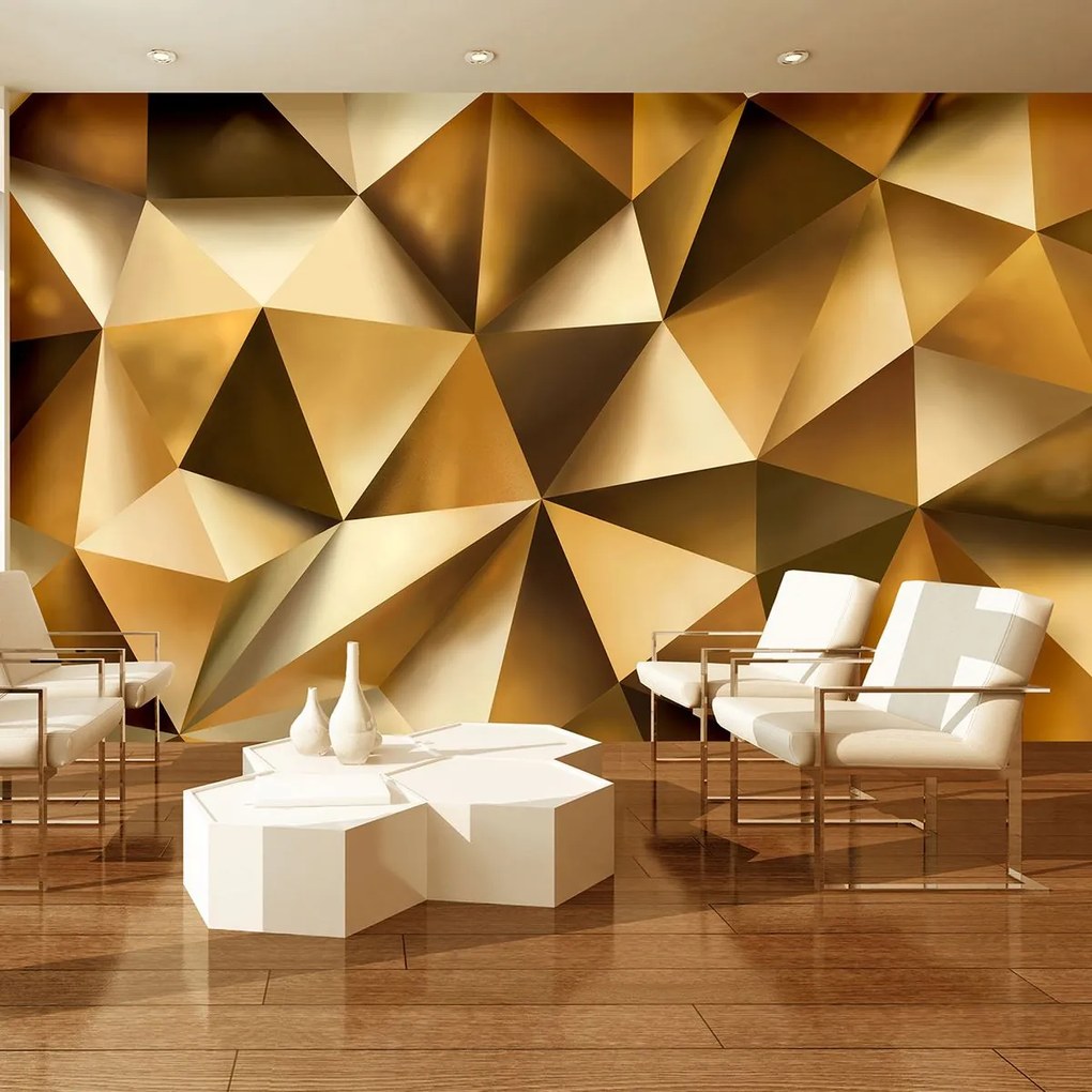 Fototapeta - Zlatá abstrakcia 3D (254x184 cm)