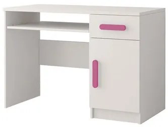 Počítačový stôl Smyk - biela/ružová