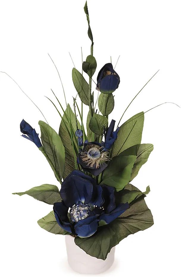 Aranžmá Magnólia v kvetináči modrá, 50 cm