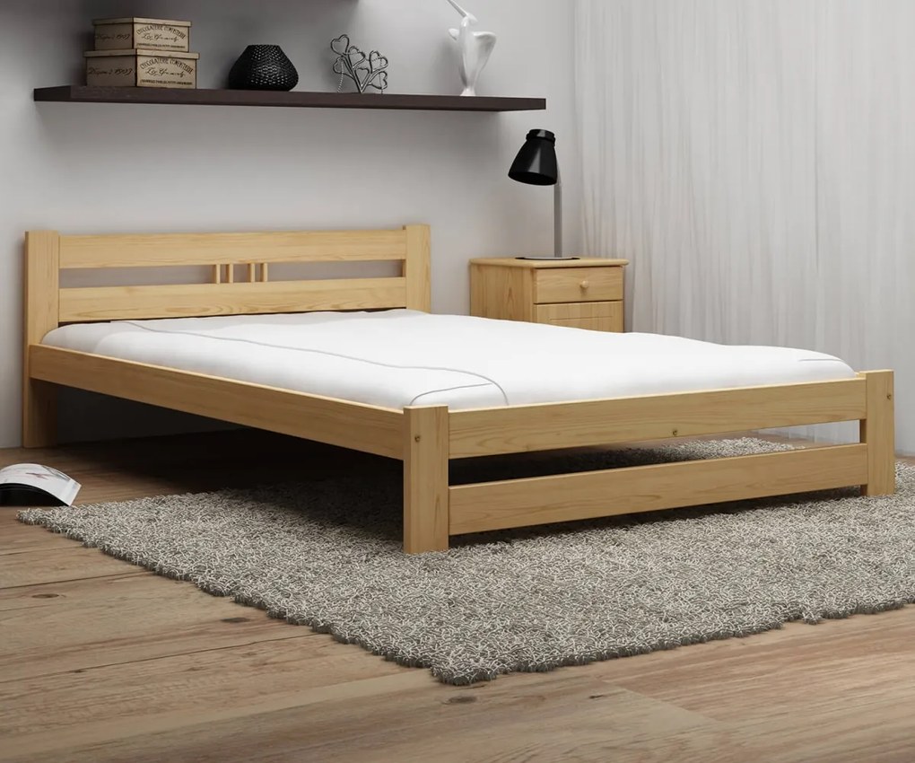 AMI nábytok Postel borovice není lakovaná LUX VitBed 160x200cm + pěnová matrace 10cm