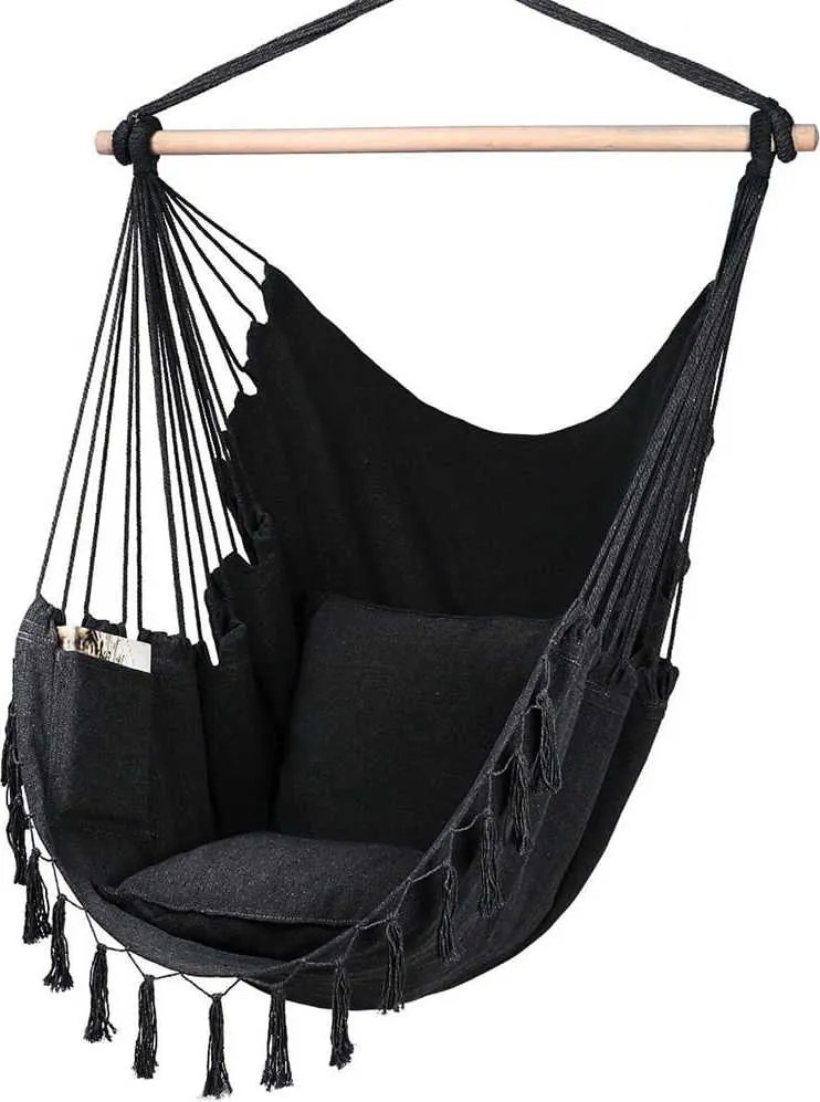 Závesné hojdacie kreslo BOHO s vankúšmi - grafitové