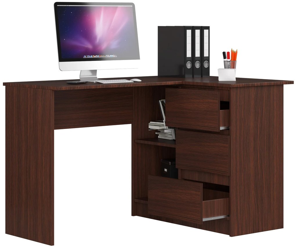 Rohový PC stolík Bodhi (wenge) (P). Akcia -21%. Vlastná spoľahlivá doprava až k Vám domov. 1068795