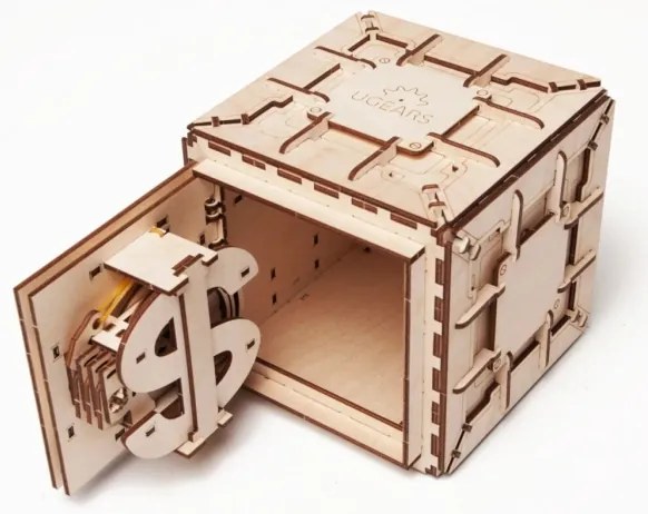 Ugears - 3D drevenené mechanické puzzle Trezor