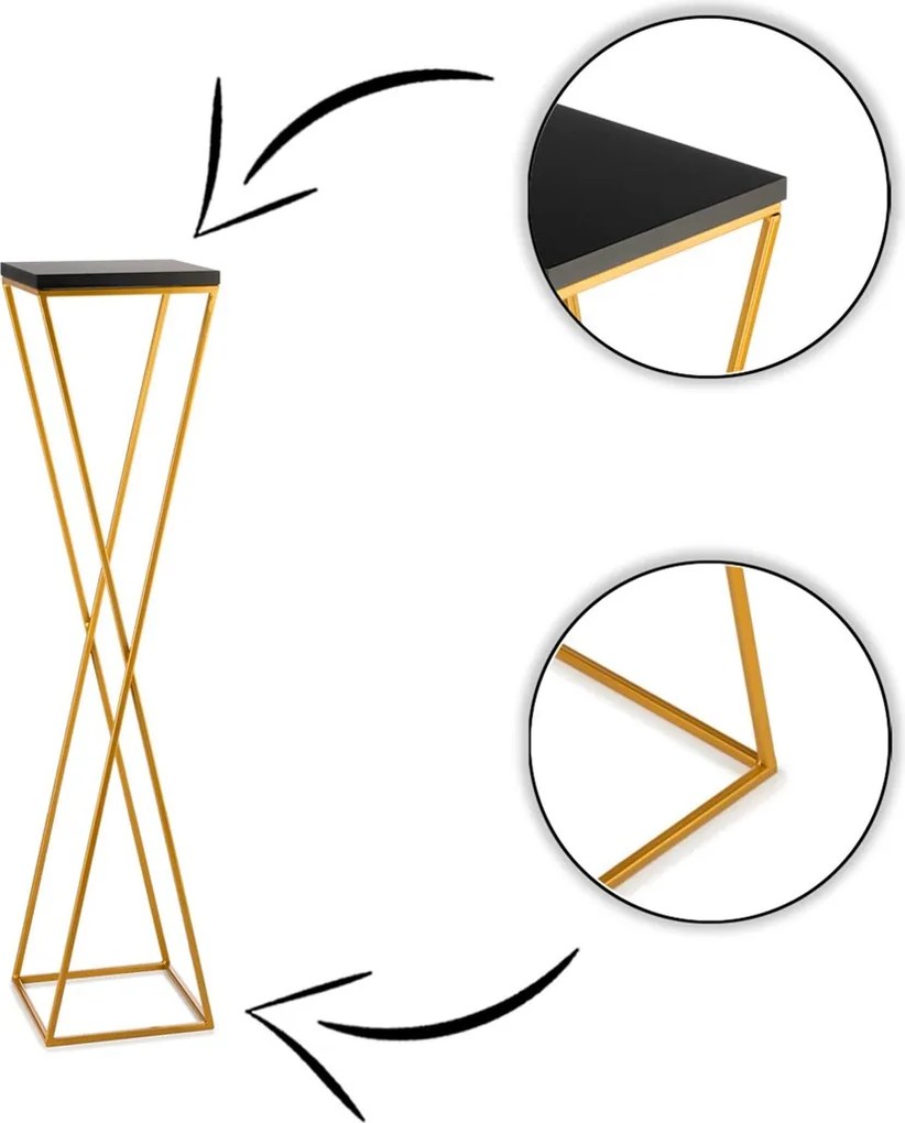 STOJAN NA KVETINÁČ LOFT6 100X24X24 CM ZLATÁ/ČIERNA