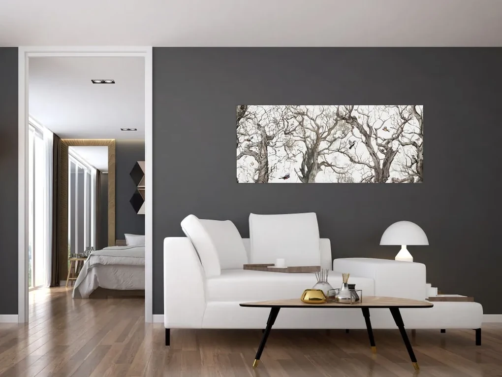 Obraz - Lesný vzor, kresba (120x50 cm)