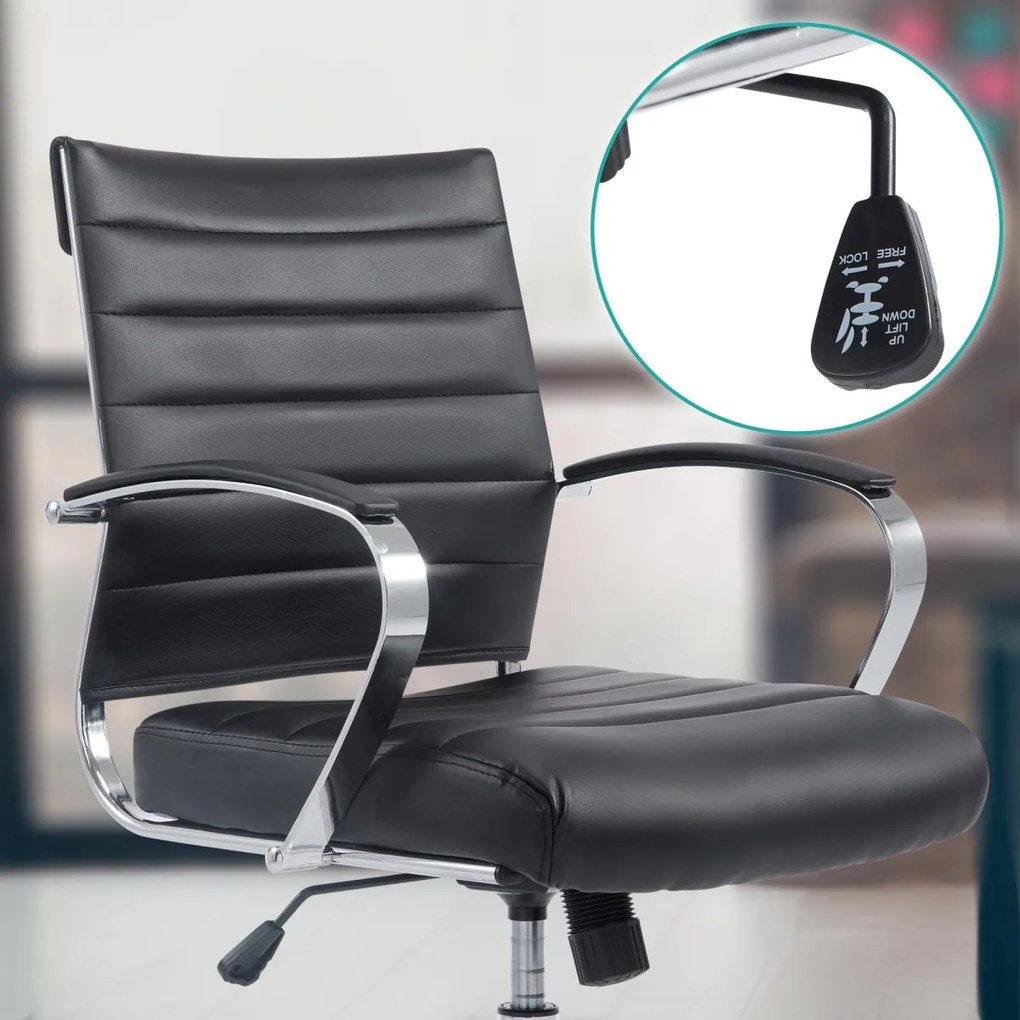 Kancelárska stolička Oakland - koženka - Čierna