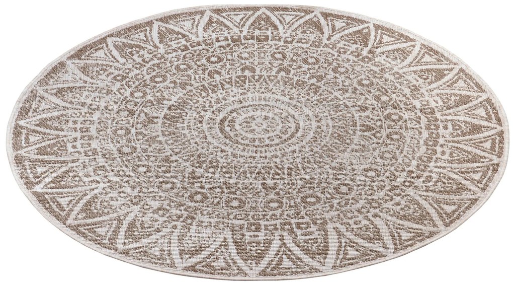 Kusový koberec Mojkoberec Original Nora 105453 Linen kruh – na von aj na doma, 140x140 (priemer) kruh, hnedá, chodba / predsieň, Mujkoberec Original