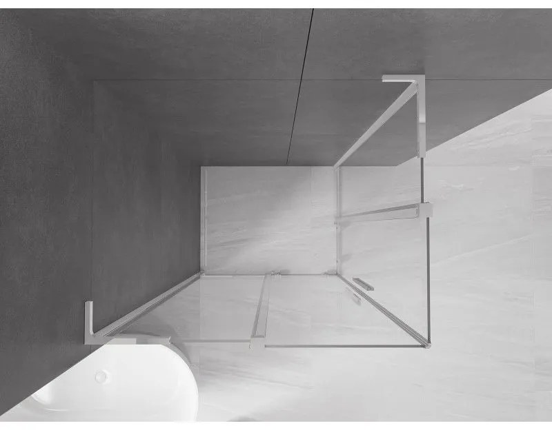 Mexen Velar L Duo, sprchový kút s posuvnými dverami 90 x 80 cm, 8mm číre sklo, chrómová, 871-090-080-02-03-01