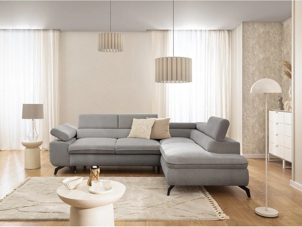 Svetlosivá ženilková rohová pohovka (pravý roh/do L) Marbeya – Ropez