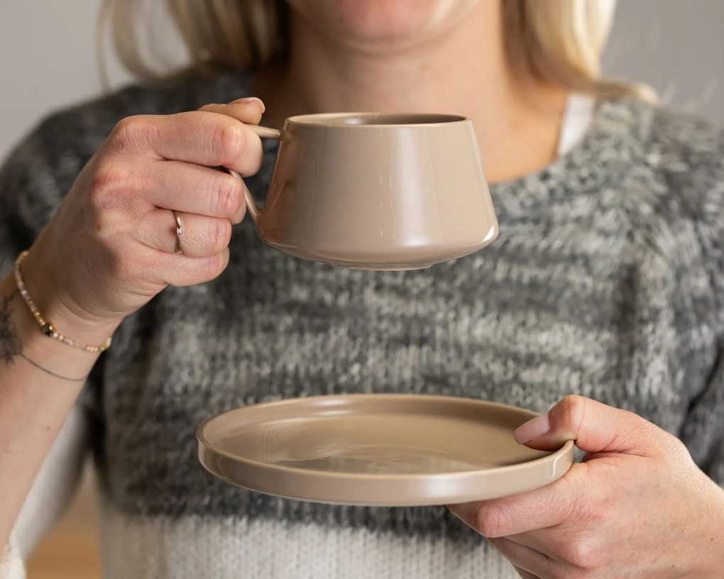 Porcelánová šálka s podšálkou Luna Beige 200 ml