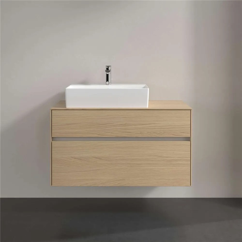 VILLEROY &amp; BOCH Collaro závesná skrinka pod umývadlo na dosku (umývadlo vľavo), 2 zásuvky, 1000 x 500 x 548 mm, Nordic Oak, C12600VJ