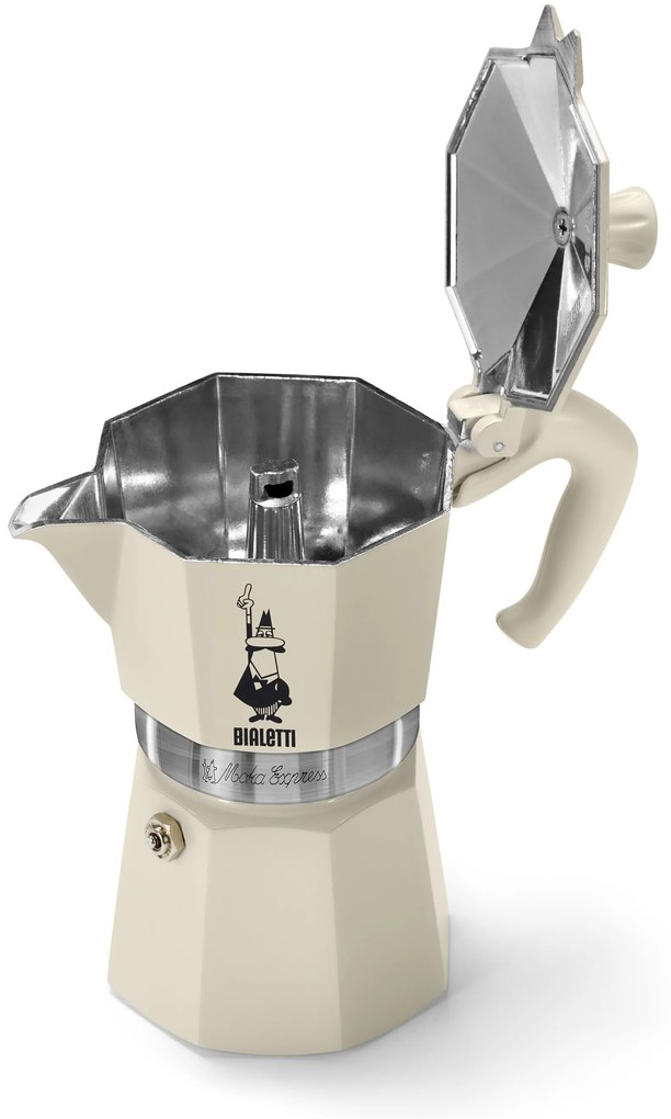 Kávovar na moka kávu Bialetti Moka Express, 190 ml, krémový