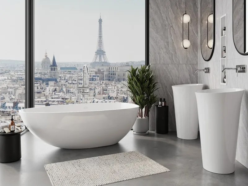 Mexen Imola, voľne stojaca vaňa z konglomerátu 160 x 81 cm, biela lesklá, 57281608010