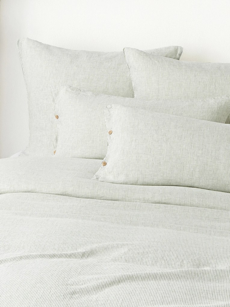 Ľanová obliečka na paplón's vypraným vzhľadom a's jemnými pruhmi Rinna