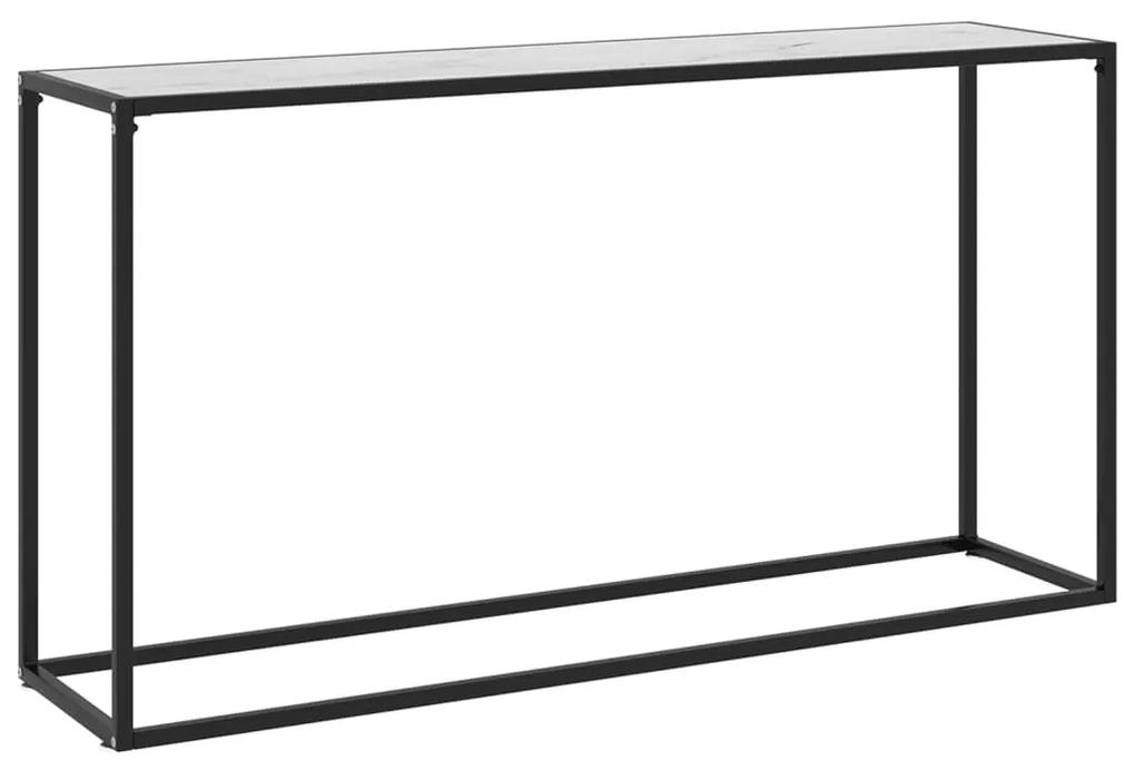 vidaXL Konzolový stolík biely 140x35x75 cm tvrdené sklo