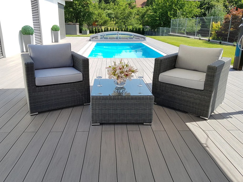 DEOKORK Ratanová variabilná zostava SEVILLA pre 2 osoby (antracit)