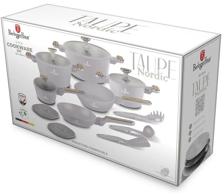 BerlingerHaus Súprava riadu s titánovým povrchom Taupe Nordic, 15 ks