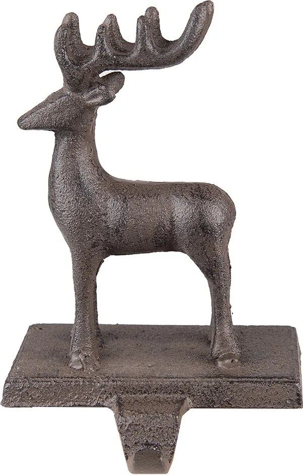 Hnedý liatinový háčik na pančuchu socha jeleňa - 13*11*21 cm