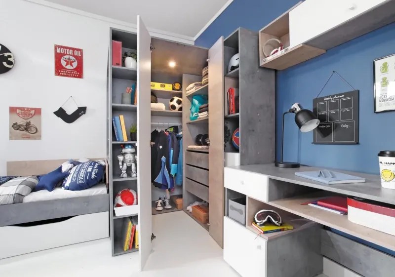 Šatňová šatníková skriňa Sigma 1, biela mat / betón