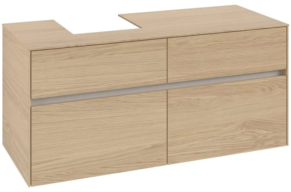 VILLEROY &amp; BOCH Collaro závesná skrinka pod umývadlo na dosku (umývadlo vľavo), 4 zásuvky, 1200 x 500 x 548 mm, Nordic Oak, C09800VJ