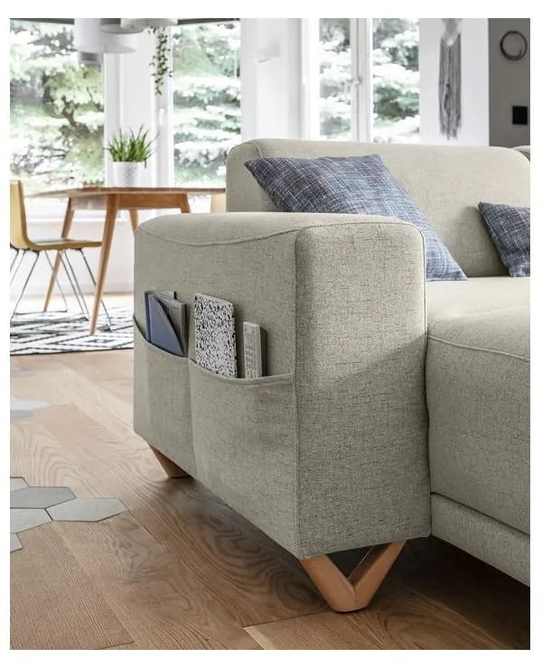 Béžová rozkladacia/s úložným priestorom rohová pohovka (pravý roh/do tvaru "U") Classy Sophie – Miuform