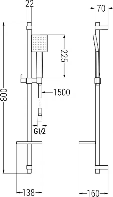 Mexen sprchový set DQ45, zlatá, 785454581-50