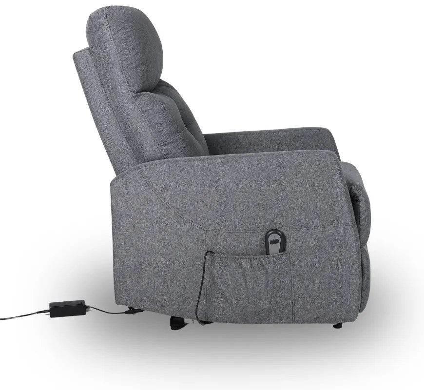 TV kreslo MODO PLUS s elektrickým polohovaním — látka, sivá, nosnosť 130 kg