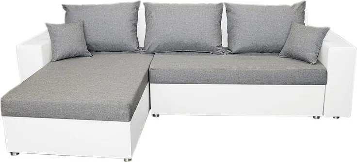 Rohová sedacia súprava Samba II, biela ekokoža/svetlo šedá látka