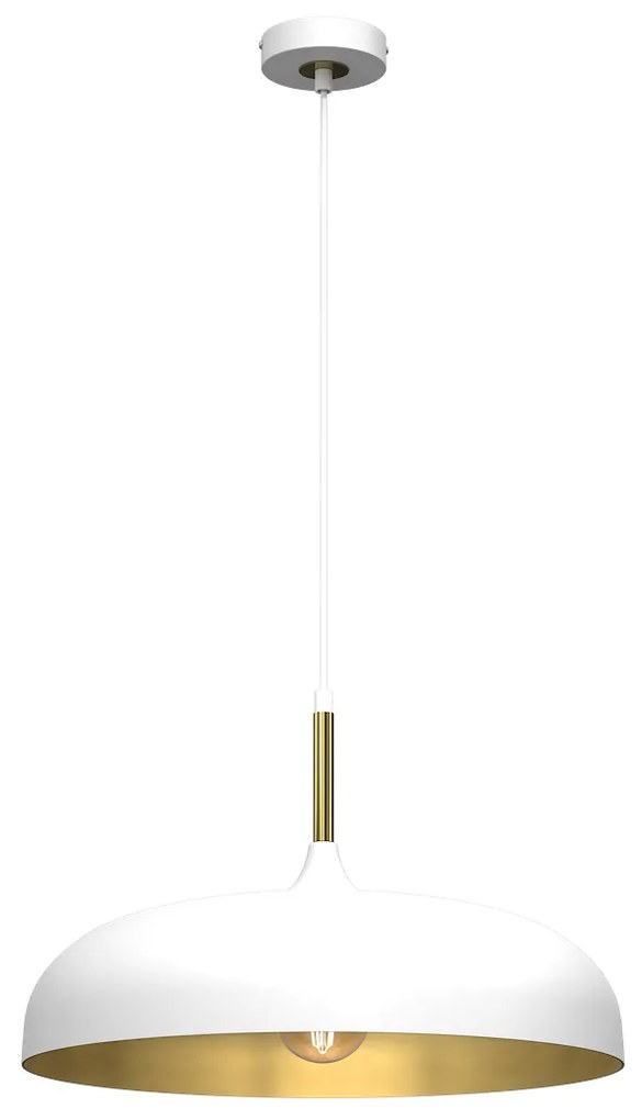 Závesné svietidlo Lincoln, 1x zlaté/biele kovové tienidlo, (fi 45cm), w/g
