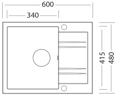 Granitový drez Sinks Linea 600 Granblack