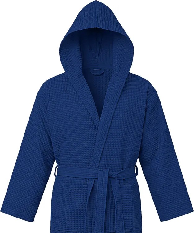 Vafľový župan s kapucňou SPAFFLE, tmavomodrý Veľkosť: L/XL