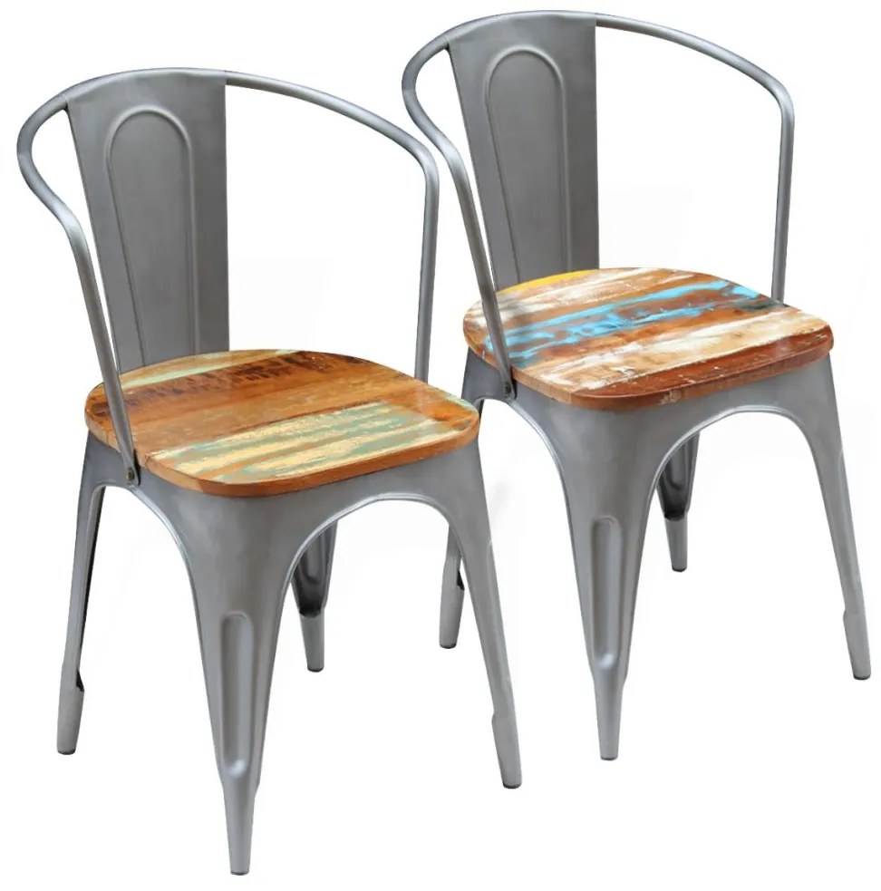vidaXL Jedálenské stoličky 2 ks, recyklovaný masív