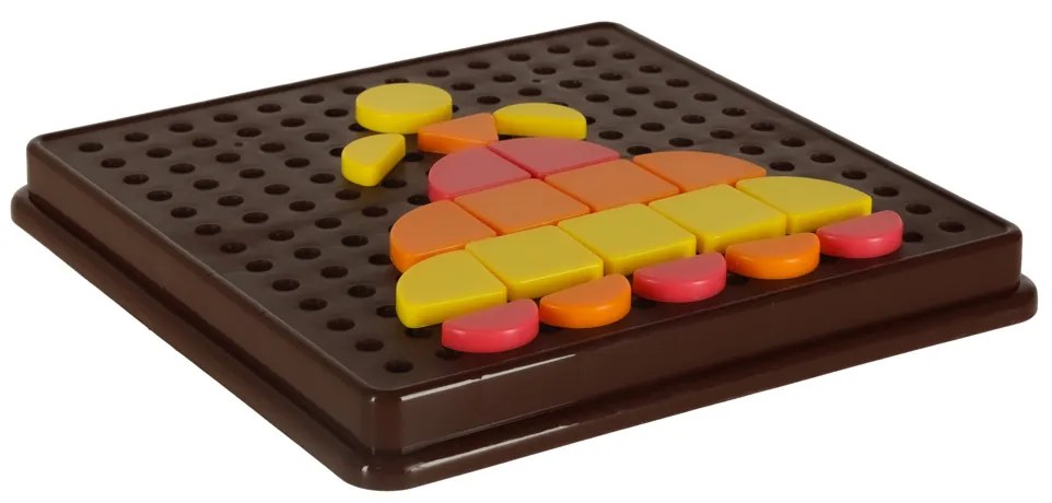 KIK Detská kreatívna mozaika 170 ks – puzzle 5 farieb, doska a 10 kariet (3+)