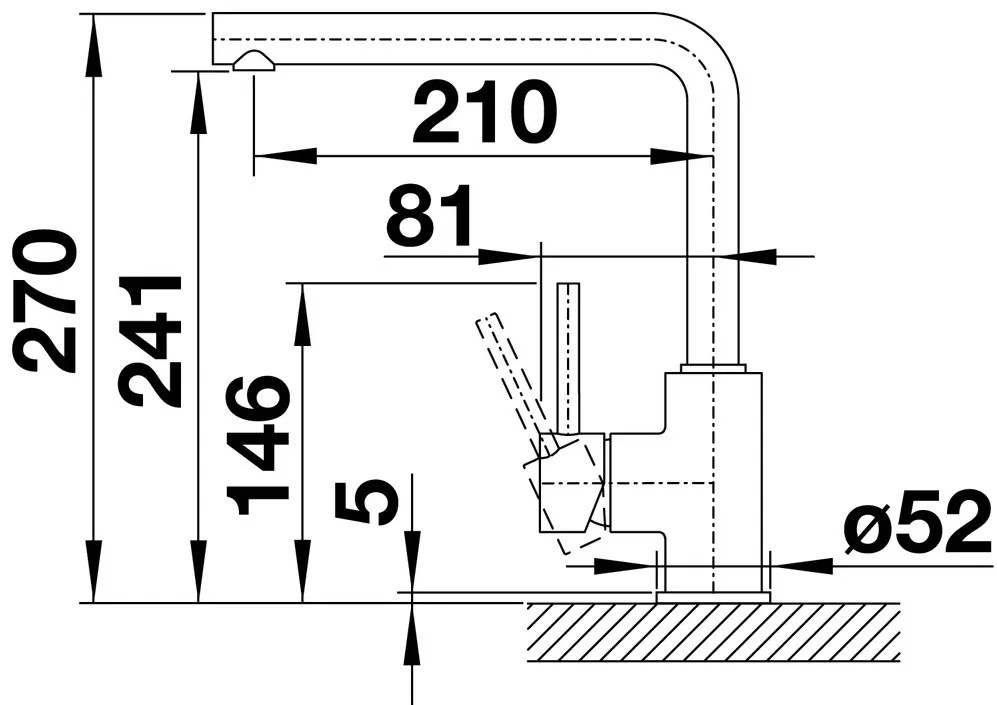 Blanco Mila, kuchynská batéria h-270, čierna matná, BLA-526657