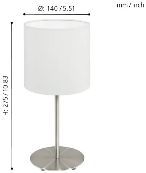 Eglo 54744 - Stolná lampa ANADIA 1xE14/40W/230V biela/matný chróm