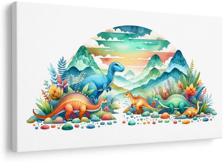 Obraz farebné dinosaury v horách