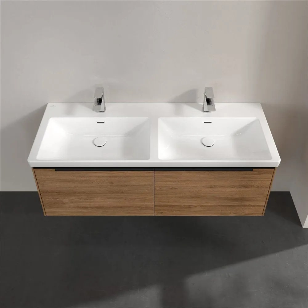 VILLEROY &amp; BOCH Subway 3.0 závesná skrinka pod dvojumývadlo, 2 zásuvky, 1272 x 478 x 429 mm, Oak Kansas, C56701RH