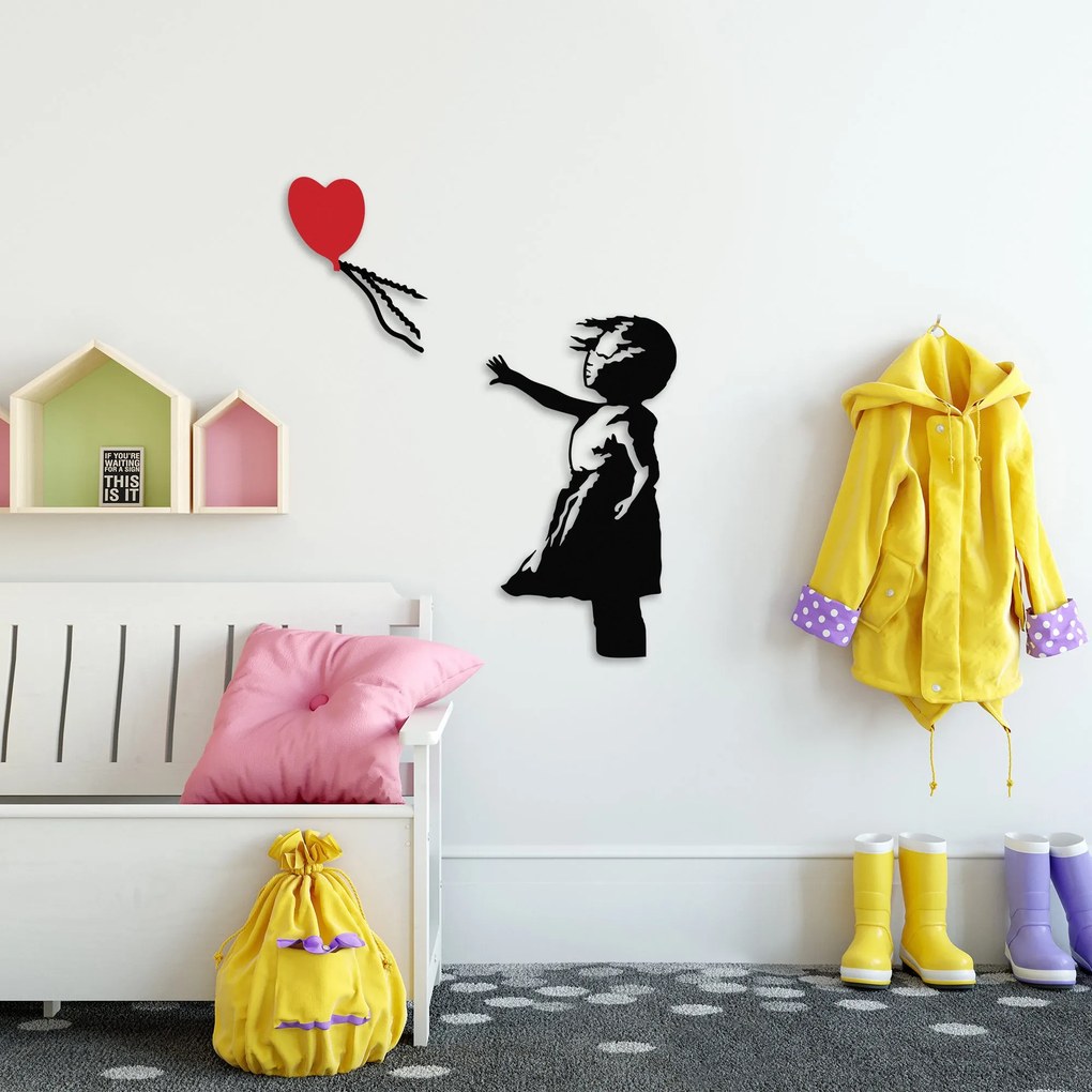 Nástenná kovová dekorácia Banksy 13 čierna/červená