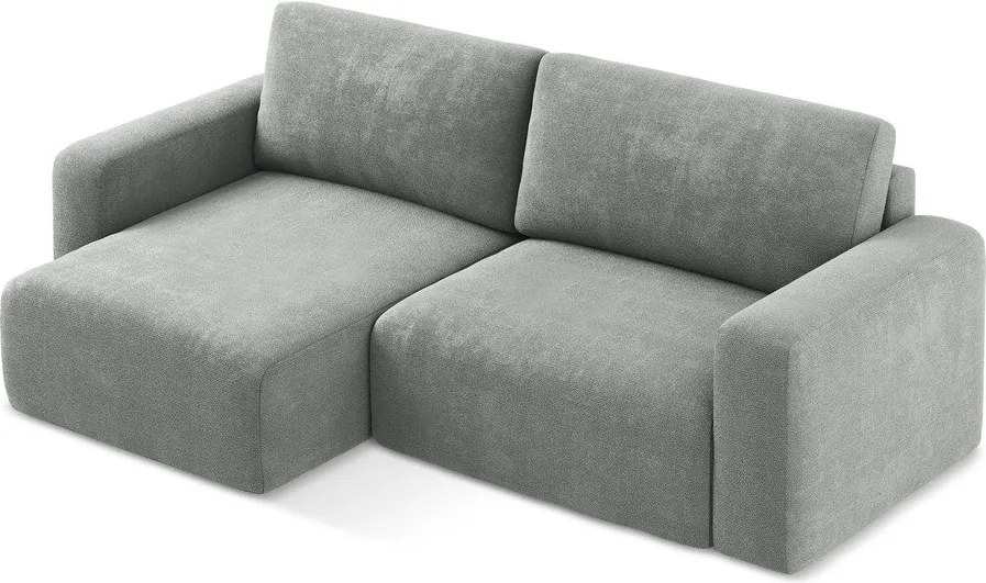 Sivá ženilková rozkladacia/s úložným priestorom rohová pohovka (ľavý roh/s leňoškou) Kona – Makamii