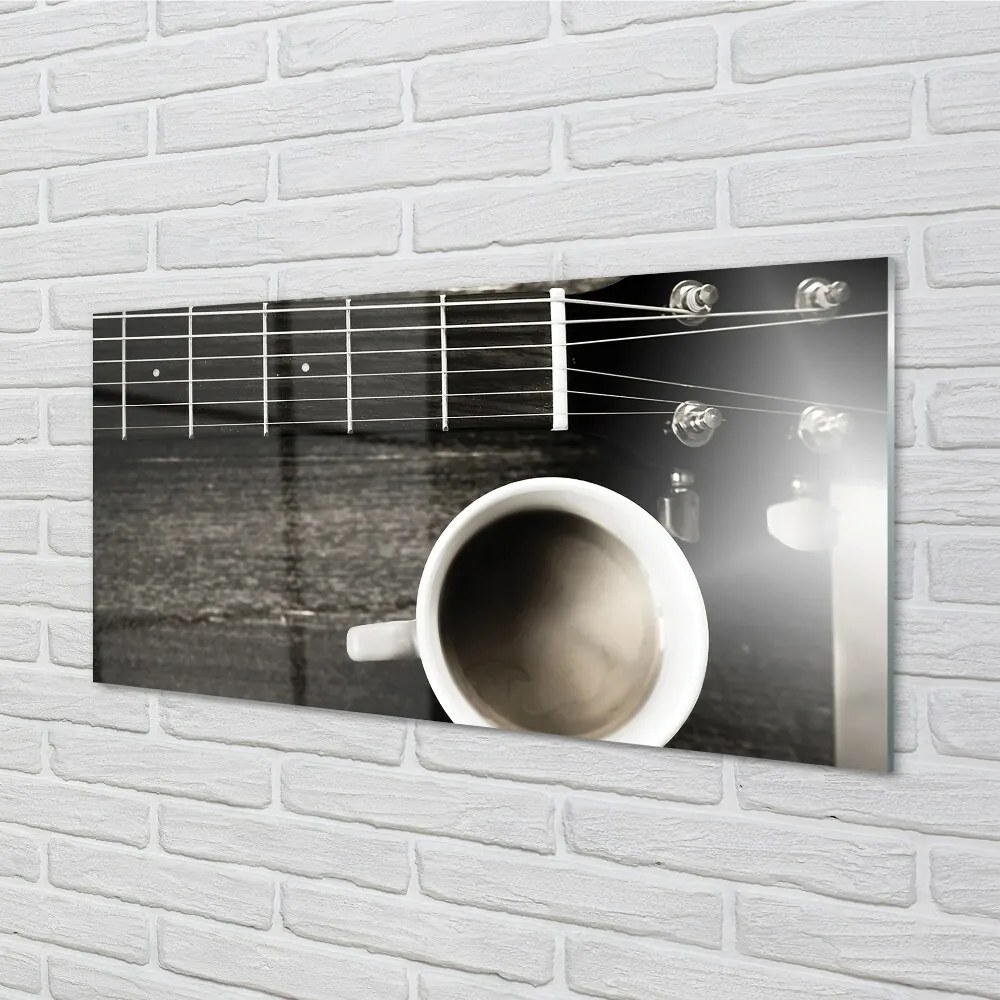 Obraz na skle coffee gitara 140x70 cm