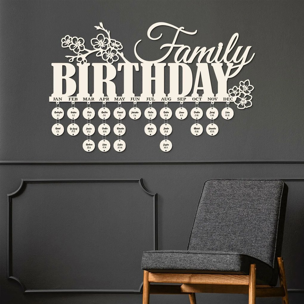 DUBLEZ | Nástenný rodinný kalendár - Family Birthday